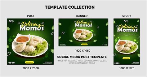 Premium Psd Free Psd Delicious Momo Social Media Post Collection