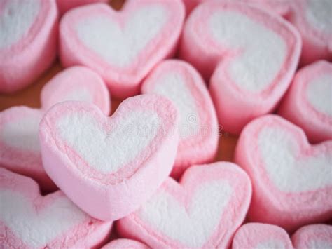 Pink Heart Shape Marshmallow For Valentines Stock Image Image Of