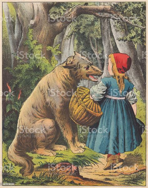 little red riding hood lithograph published in 1875 stock illustration download image now istock