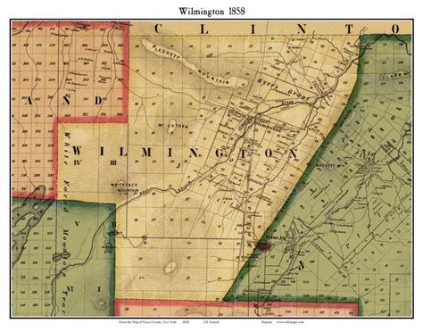 Wilmington New York 1858 Old Town Map Custom Print Essex Co Old Maps