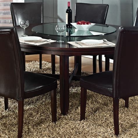 Steve Silver Hartford Burnished Dark Oak Wood Round Dining Table In The