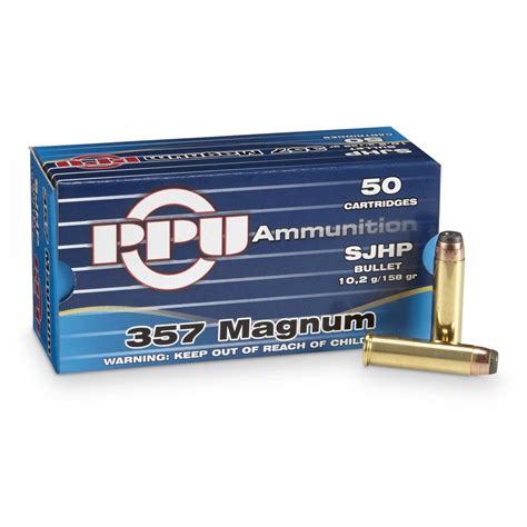 Ppu 357 Magnum Sjhp 158 Grain 50 Rounds 222458 357 Magnum Ammo