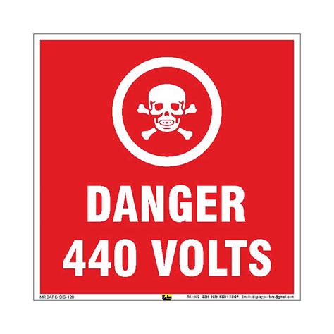Mr Safe Danger 440 Volts Sign Pvc Sticker In 8 Inch X 8 Inch