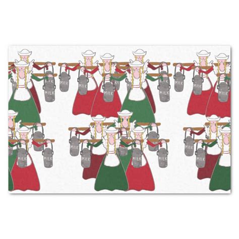 12 Days Of Christmas 8 Maids A Milking Tissue Paper Zazzle
