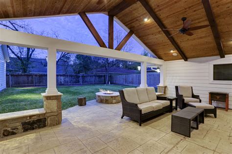 Patio Cover With Fire Pit Houston Tcp Custom Outdoor Living