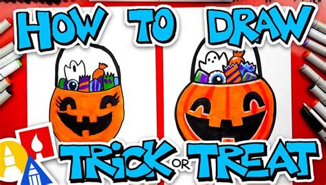 How To Draw A Halloween Trick Or Treat Pumpkin Art For Kids Hub