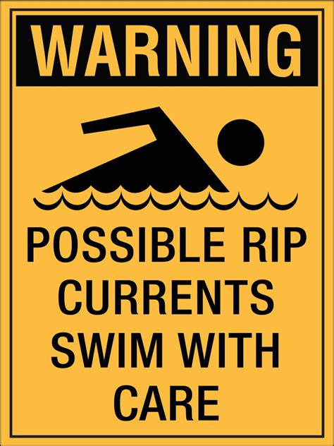 Warning Possible Rip Currents Swim With Care Sign New Signs
