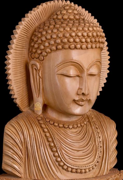 Buddha Bust Statue 10 Hand Carved Wooden Buddha Bust Etsy