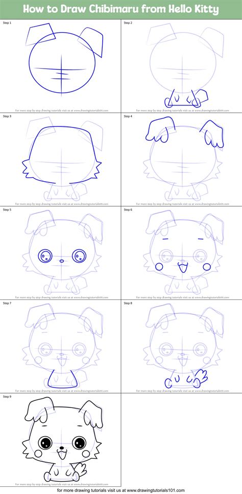 How To Draw Chibimaru From Hello Kitty Printable Step By Step Drawing
