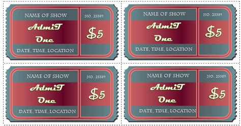 ticket templates  word  design
