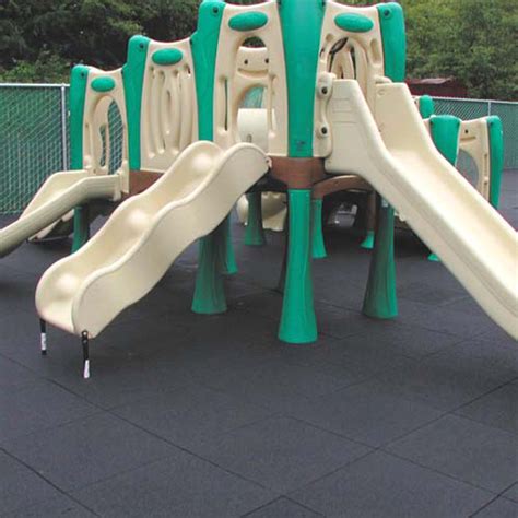 Outdoor Black Bounce Back Playground Mats Rubber Playground Tiles