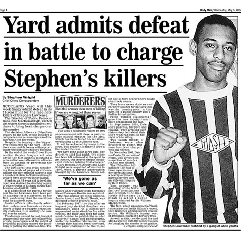 Stephen Lawrence Case How Killers Were Finally Brought To Justice Daily Mail Online