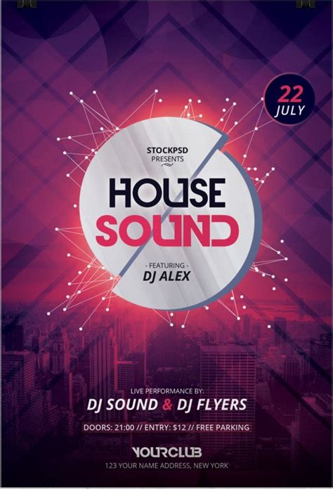 Download over 665 free photoshop templates! House Sound - Free PSD Flyer Template (With images) | Free ...