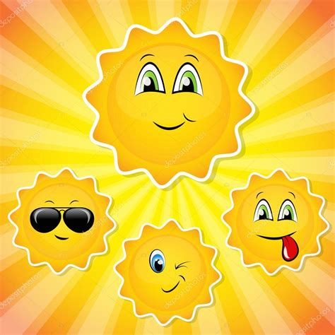 Set Of Sun Smileys — Stock Vector © Annprecious 13473916