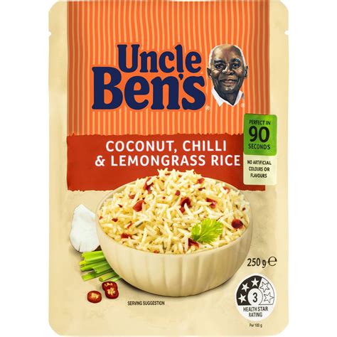 Uncle Bens Microwave Basmati Coconut Chilli Lemongrass Rice Pouch 250g
