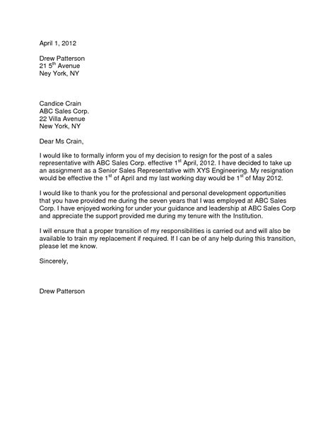 Begin as you would any other formal letter, suitably addressed and typically it will be a month but could be much longer for senior positions. sample of resignation letter | Resignation letter sample ...