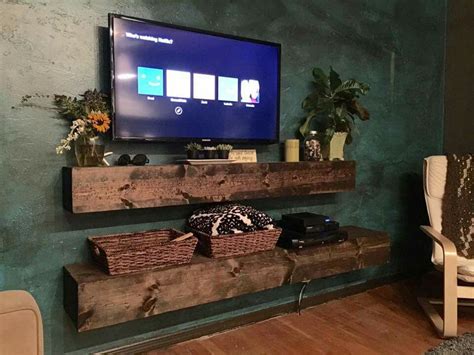 Floating Shelf Under Wall Mounted Tv Wall Design Ideas