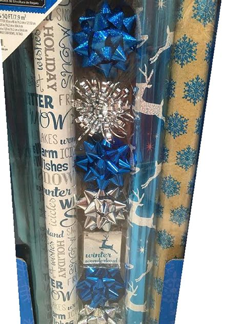 Granny bella's christmas cookie gift baskets, 52 gourmet cookies, family holiday assortment food birthday gifts, prime unique box delivery for men and women mother father thanksgiving & valentines day BLUE CHRISTMAS ~ Gift Wrap Set with Bows and Ribbon > New ...
