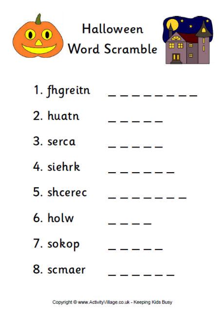 Halloween Word Scramble 2