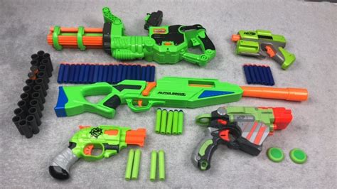 Box Of Toys Green Nerf Toy Blasters Non Nerf Toy Guns Youtube