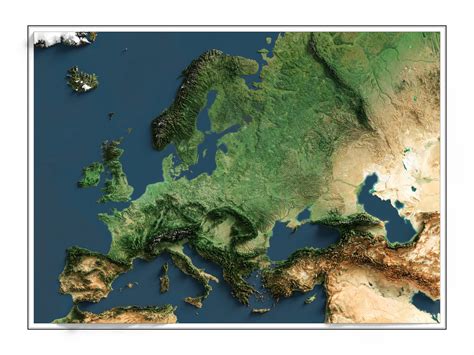 Europe Imagery Shaded Relief Visual Wall Maps Studio