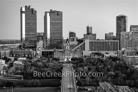 Fort Worth Courthouse Skyline BW