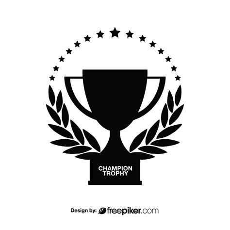 Freepiker Champions Trophy Award With Leaves Black White