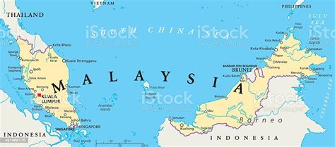Malaysia Political Map Stock Illustration Download Image Now Istock