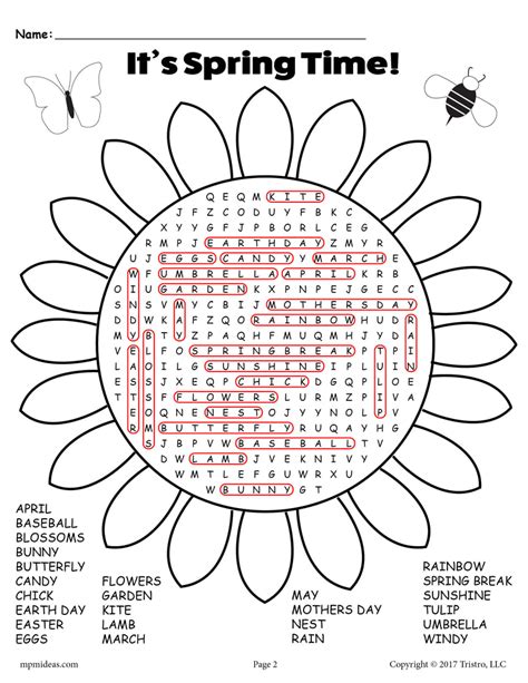 Printable Spring Word Search Supplyme