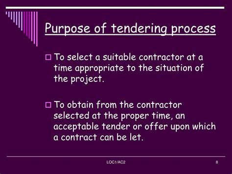For example in malaysia, there are a number of policies known as procurement policies which guide government of malaysia on how to make decisions on which tender to accept. PPT - LECTURE 2: TENDER PROCESS AND DOCUMENTATION ...