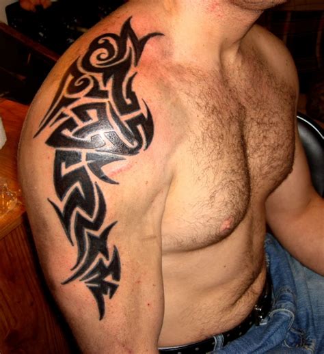Tribal Sun Shoulder Tattoos For Men