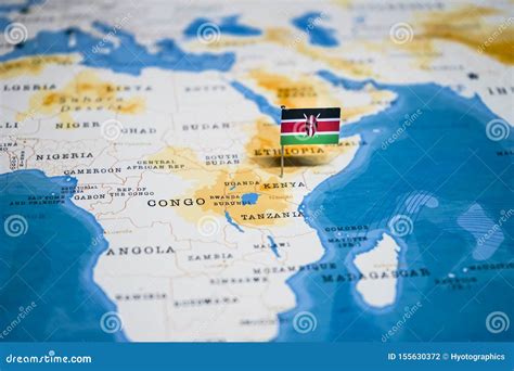 The Flag Of Kenya In The World Map Stock Photo Image Of Journey