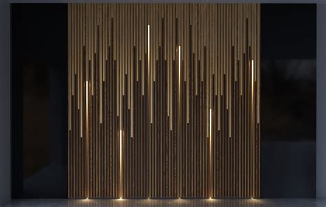 Wood And Brass With Lights Wall Panel Free 3d Model Animated Cgtrader