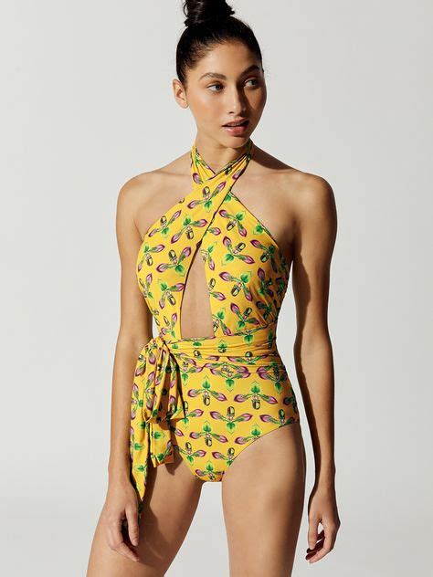 cross front one piece in bright yellow in 2020 one piece yellow one piece active wear for women