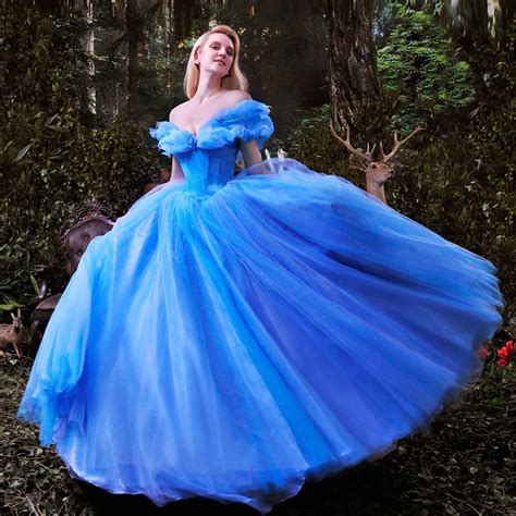 2015 New Movie Cinderella Princess Dress Gorgeous Costume Cosplay Halloween Costumes For Women