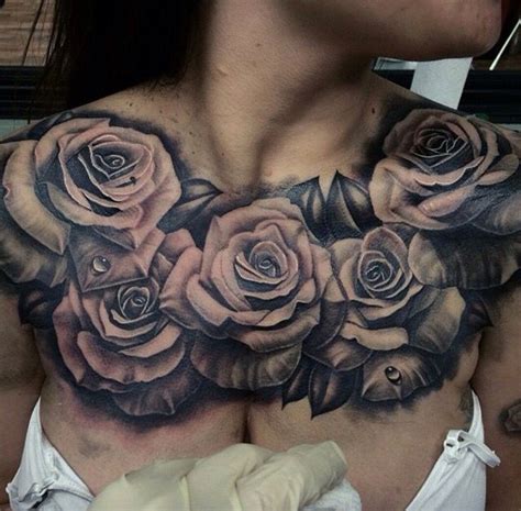 Chest Of Roses Rose Tattoos For Men Rose Chest Tattoo Chest Piece