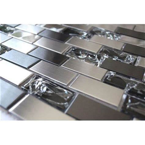 Eden Mosaic Tiles Mosaic Mix Tile Stainless Steelcrackled Glass 11