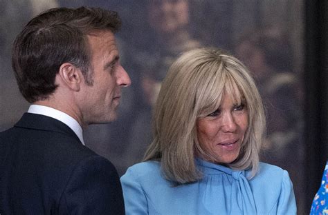 france s first lady brigitte macron gets chic in pussybow dress and chocolate pumps for nato