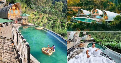 View serasa berada di ubud dengan pemandangan sawah, lembah dan gunung. Glamping Legok Kondang Lodge - This glamping stay in ...
