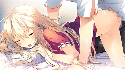 Kuwashima Rein Aka San To Kyuuketsuki Game Cg 1girl All Fours Ass Bed Blonde Hair Blush