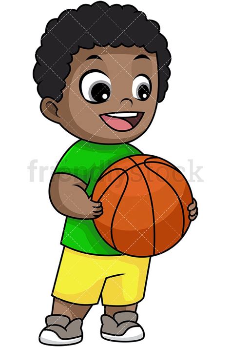 The colorful clothing she is wearing made my portrait an enjoyable creation. Happy Black Boy Holding Basketball Cartoon Vector Clipart ...