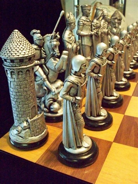 9 Medieval Chess Set Antiqued Bronze And Pewter Etsy