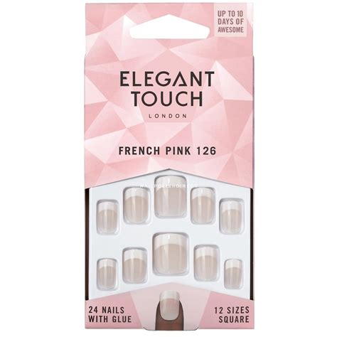 Elegant Touch Short Pink Glue On Nails Available At Nail Polish Direct