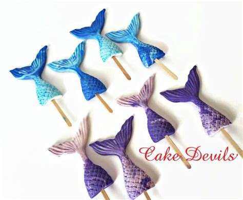 Mermaid Cupcake Toppers Fondant Mermaid Tails Under The Sea Cake