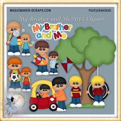 Siblings Clipart My Brother And Me Etsy Clip Art Digital