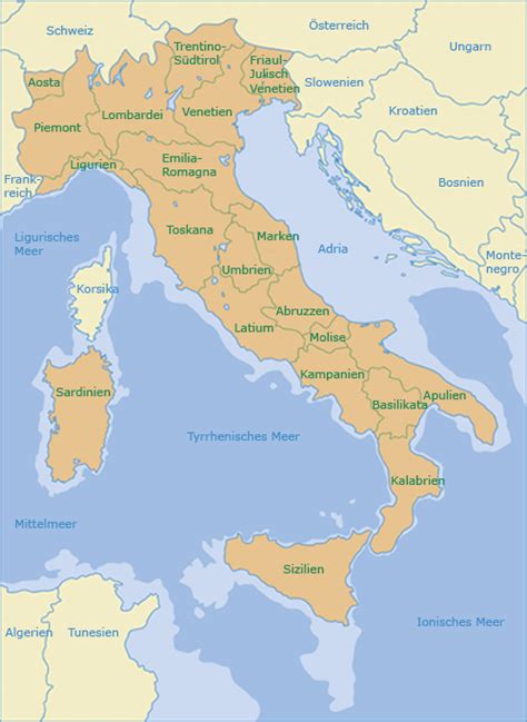 Italien Karte Provinzen Und Regionen Von Italien