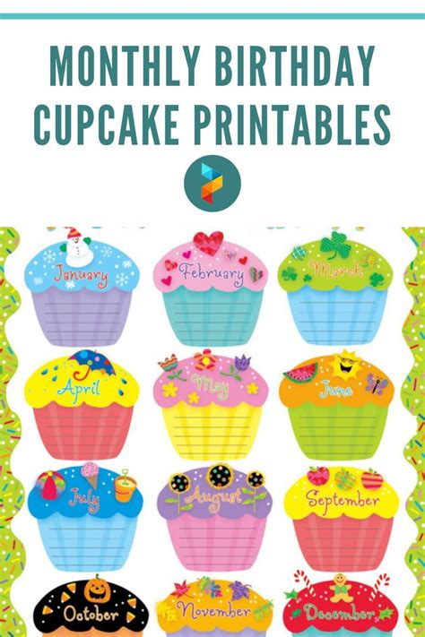 Monthly Birthday Cupcake Printables Birthday Board Classroom