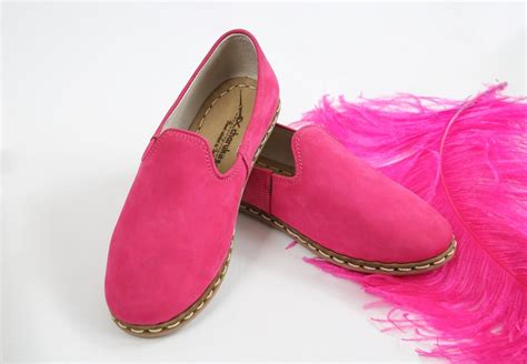 Fuschia Pink Loafers Pink Leather Shoes Women Summer Shoes Etsy