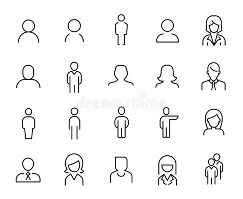 Set Of People Icons In Modern Thin Line Style Stock Vector