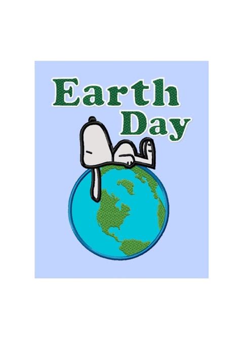 Earth Day Snoopy 3 Sizes Applique Machine Embroidery Design